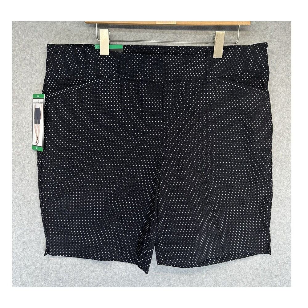 Hilary Radley Womens Shorts Black White Polka Dots Front Pockets Size XL NWT